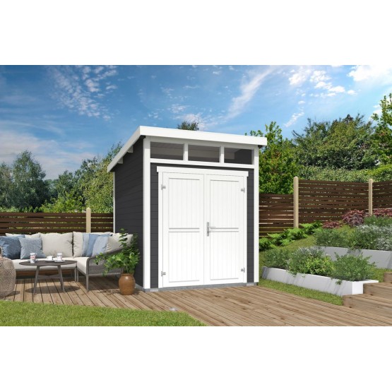 Blokhut Assen 2  200x250 cm 28 mm Carbon Grey-Wit