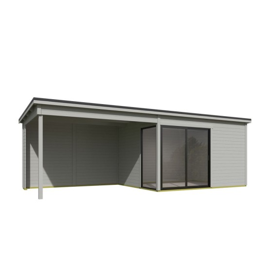 Blokhut Jasmijn + Overkapping 755x 295 cm Platinum Grey