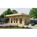 Blokhut Nette 500x380 cm Luifel 120 cm, 44 mm Blank
