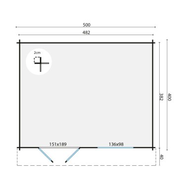 Blokhut Brenz 500x400 cm