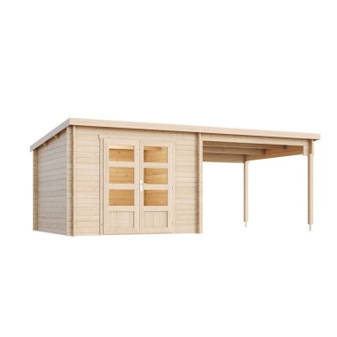 Blokhut Kessel 34 mm, 600x300 cm incl. overkapping 300 cm Blank