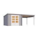 Blokhut Kessel 34 mm, 600x300 cm incl. overkapping 300 cm Lightgrey-White