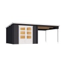 Blokhut Kessel 34 mm, 600x300 cm incl. overkapping 300 cm Darkgrey-White