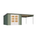 Blokhut Kessel 34 mm, 600x300 cm incl. overkapping 300 cm Greengrey-White