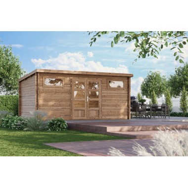 Tuinhuis Helden 34 mm, 500x300 cm Bruin geïmpregneerd