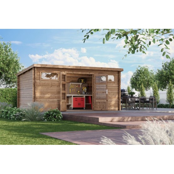 Tuinhuis Helden 34 mm, 500x300 cm Bruin geïmpregneerd