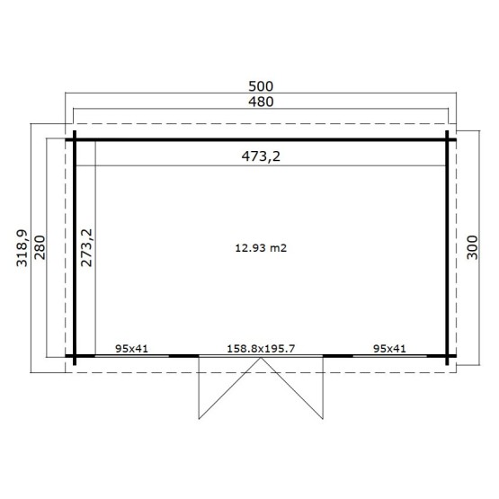 Tuinhuis Helden 34 mm, 500x300 cm Bruin geïmpregneerd