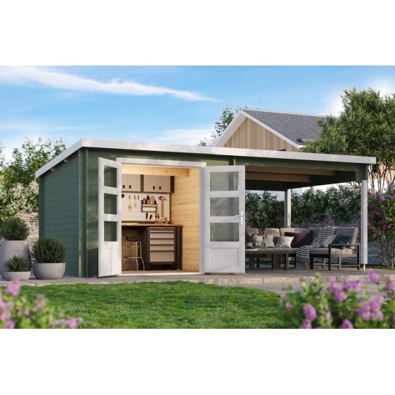 Tuinhuis Helden 34 mm, 500x300 cm Greengrey-White