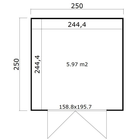 Tuinhuis Mesch 1  250x250 cm Darkgrey-Lightgrey