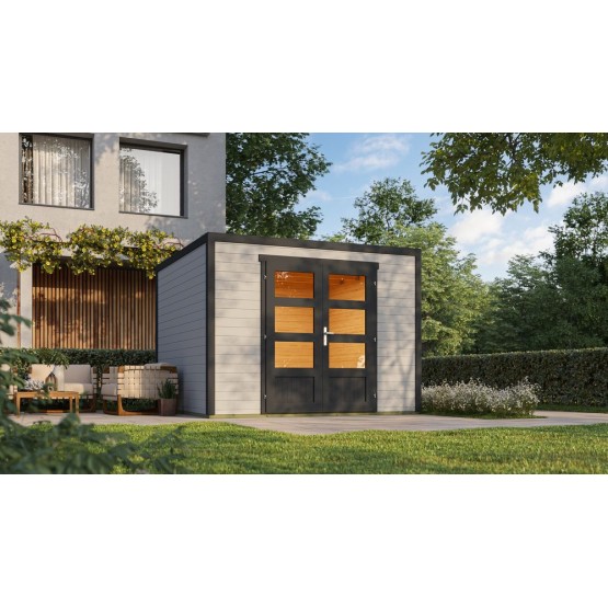 Tuinhuis Mesch 2  28 mm, 300x300 cm Lightgrey-Darkgrey