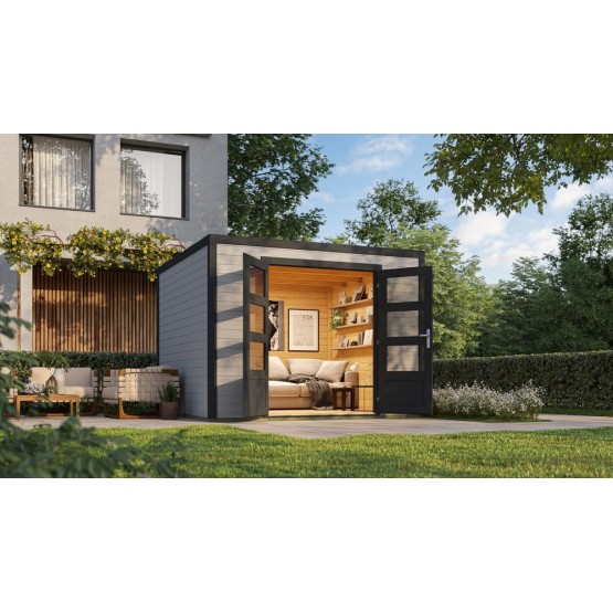 Tuinhuis Mesch 2 300x300 cm Lightgrey-Darkgrey