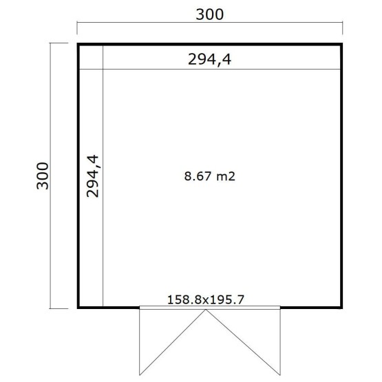 Tuinhuis Mesch 2  28 mm, 300x300 cm Darkgrey-Lightgrey