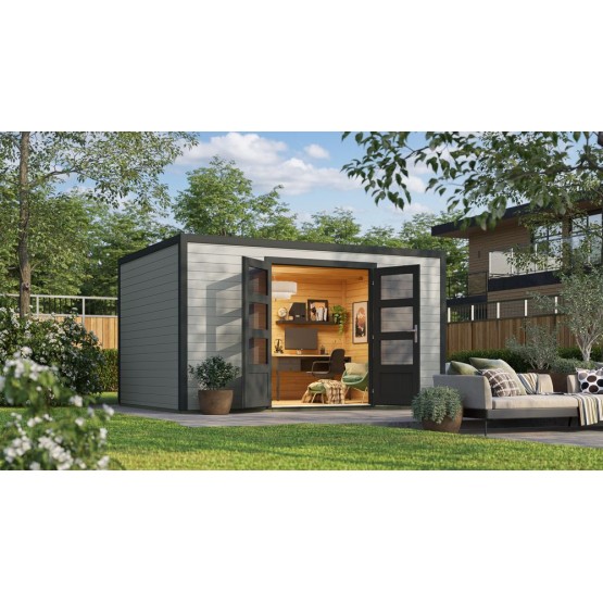 Tuinhuis Mesch 3  28 mm, 400x300 cm Lightgrey-Darkgrey