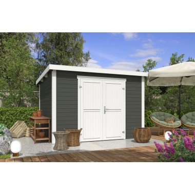 Blokhut Roos 5  300x250 cm 28mm Green Grey-Wit