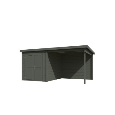 Blokhut Dahlia 1 + Overkapping 450x250 28 mm Green Grey