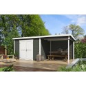 Blokhut Dahlia 3 + Overkapping 550x250 28 mm Green Grey-Wit