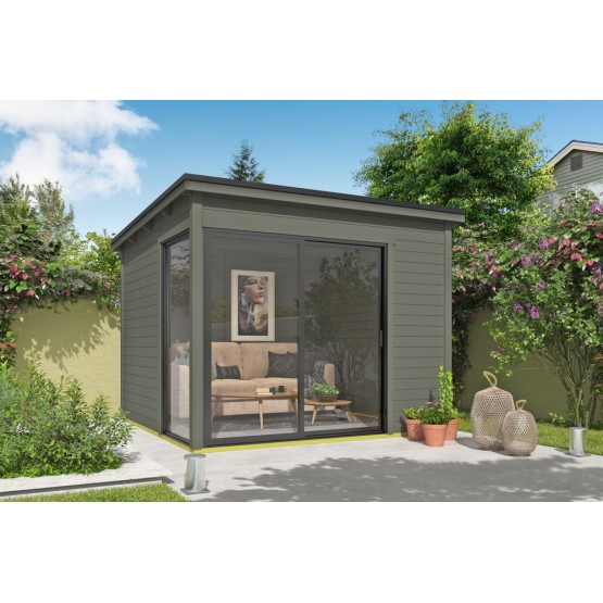 Blokhut Lelie 295x295 cm 28 mm Green Grey