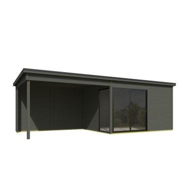Blokhut Jasmijn + Overkapping 755x 295 cm Green Grey