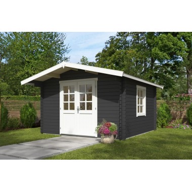 Blokhut Beesel 1  40 mm, 350x350 cm Darkgrey-White