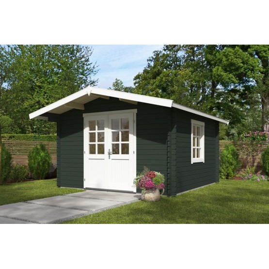 Blokhut Beesel 1  40 mm, 350x350 cm Greengrey-White