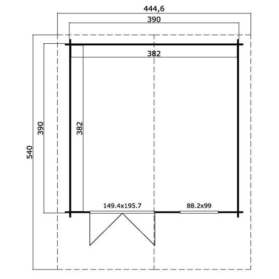 Blokhut Beesel 2  40 mm, 410x410 cm Blank