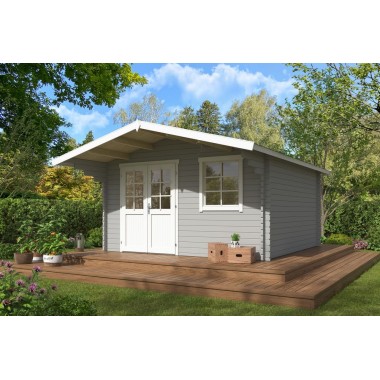 Blokhut Beesel 2  40 mm, 410x410 cm Lightgrey-White