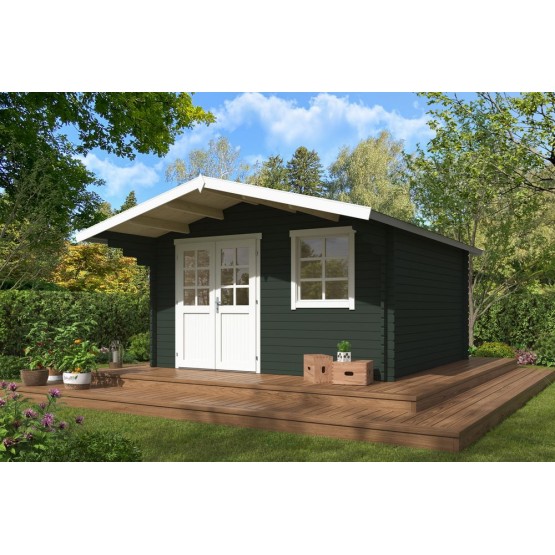 Blokhut Beesel 2  40 mm, 410x410 cm Greengrey-White