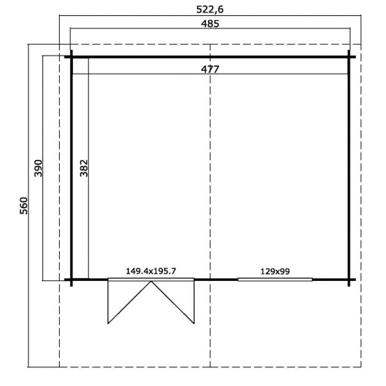 Blokhut Beesel 3  40 mm, 505x410 cm Blank