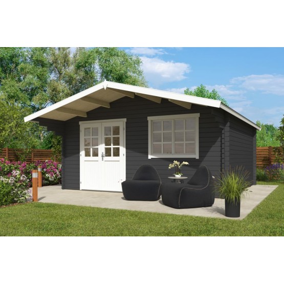 Blokhut Beesel 4  40 mm, 505x445 cm Darkgrey-White