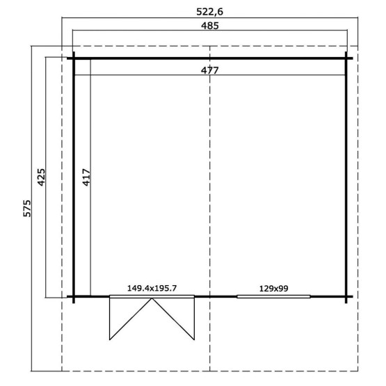 Blokhut Beesel 4  40 mm, 505x445 cm Darkgrey-White