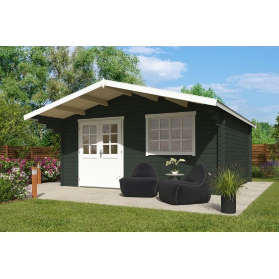 Blokhut Beesel 4  40 mm, 505x445 cm Greengrey-White