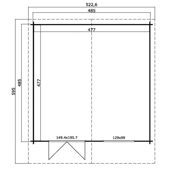 Blokhut Beesel 5  40 mm, 505x505 cm Blank
