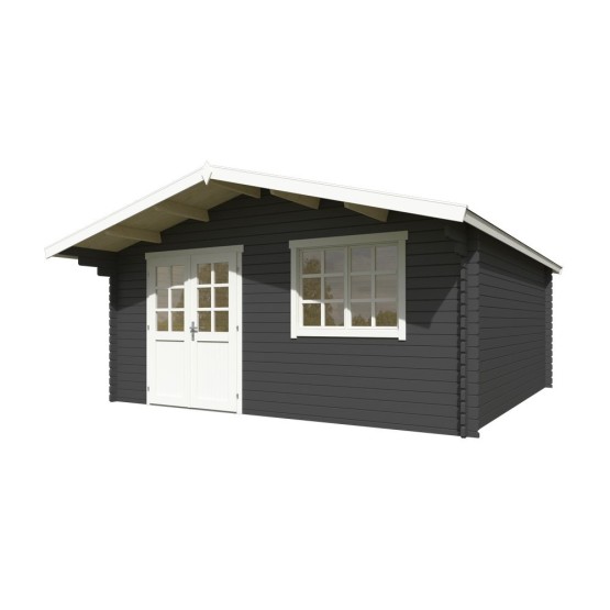 Blokhut Beesel 5  40 mm, 505x505 cm Darkgrey-White