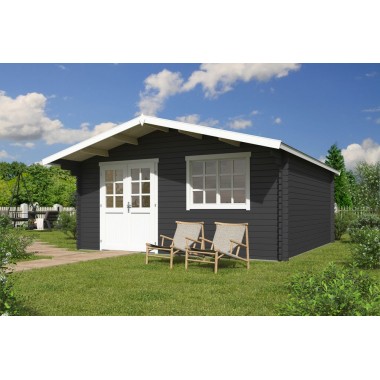 Blokhut Beesel 5  40 mm, 505x505 cm Darkgrey-White