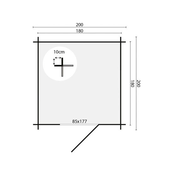 Blokhut Richard 28 mm, 200x200 cm Blank