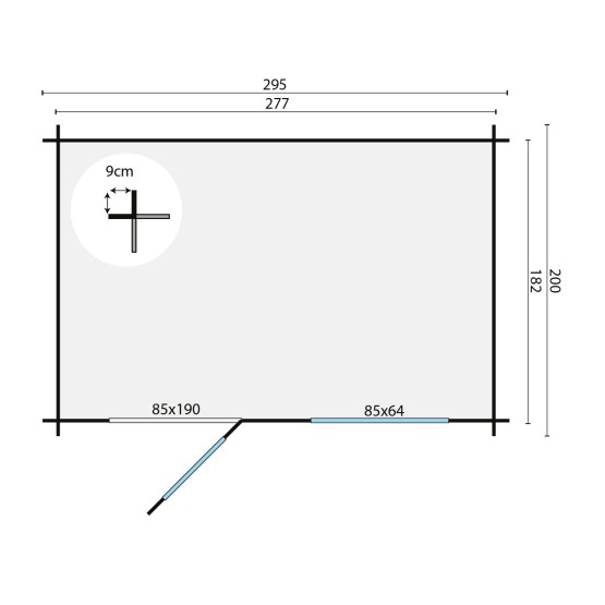Blokhut Sten 28 mm, 295x200 cm Blank