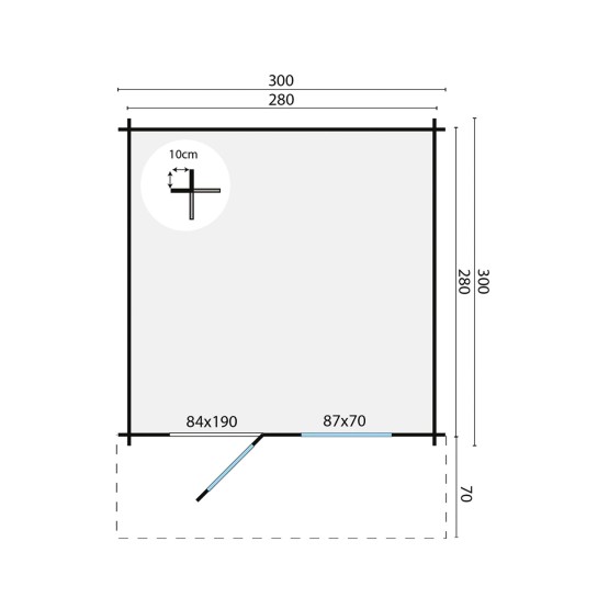 Blokhut Bo 28 mm, 300x300 cm Blank