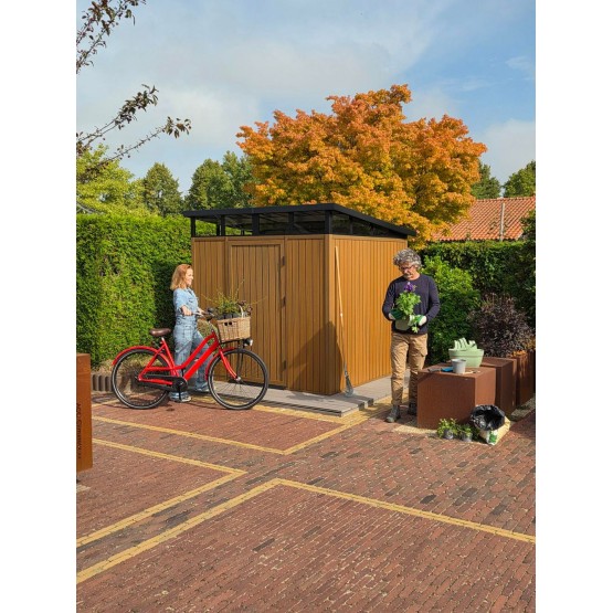 Composiet Tuinhuis 220x210 cm, Hoogte 265 cm Teak