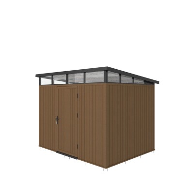 Composiet Tuinhuis 283x210 cm,  Hoogte 226,5 cm Teak