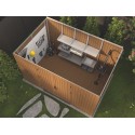 Composiet Tuinhuis 344x210 cm,  Hoogte 226,5 cm Teak
