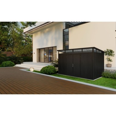 Composiet Tuinhuis 344x210 cm,  Hoogte 226,5 cm Ebony Zwart