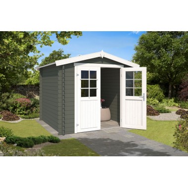 Blokhut Swalmen 250x250 cm Geverfd Carbon Grey-Wit