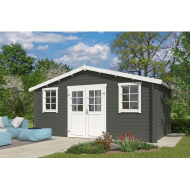 Blokhut Venlo 500x320 cm Geverfd Carbon Grey-Wit
