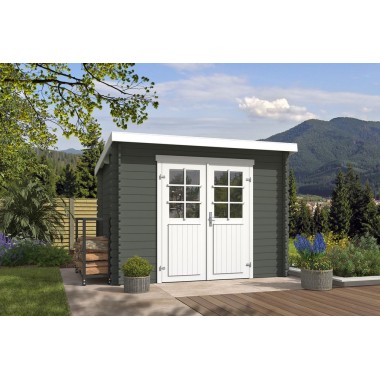 Blokhut Stein 295x195 cm Geverfd Carbon Grey-Wit