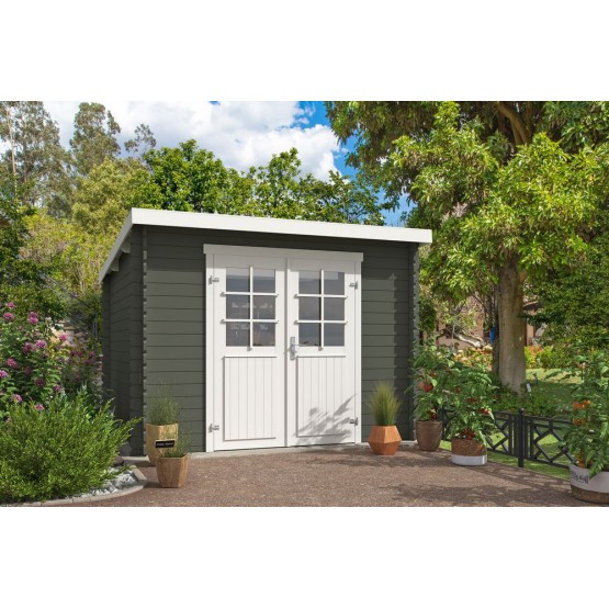 Blokhut Stein 295x295 cm Geverfd Green Grey-Wit