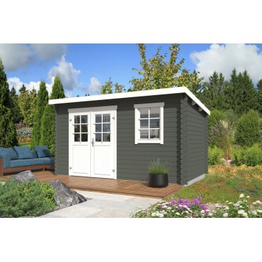 Blokhut Born 400x250 cm Geverfd Green Grey-Wit