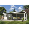 Blokhut Born plus met overkapping 780x295 cm Geverfd Green Grey-Wit