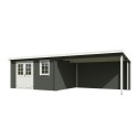 Blokhut Born plus met overkapping 780x295 cm Geverfd Green Grey-Wit
