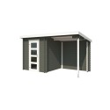 Blokhut Schinnen met overkapping 390x195 cm Geverfd Green Grey-Wit
