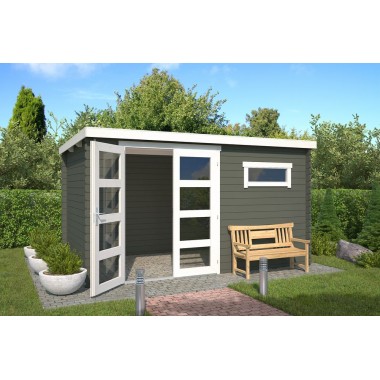 Blokhut Maastricht 400x250 cm Geverfd Green Grey-Wit